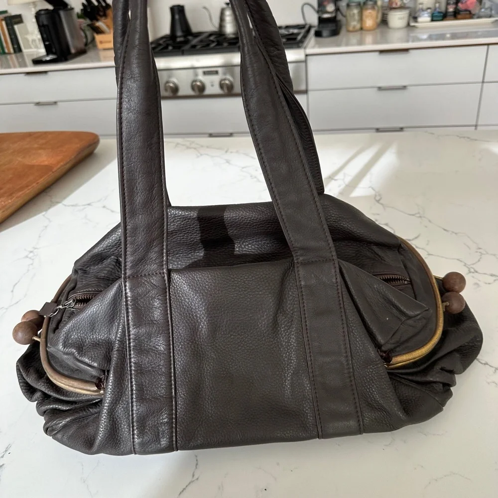 ERVA 🤎 Leather Shoulder Handbag, RARE VINTAGE 2000's HOBO 🇪🇸